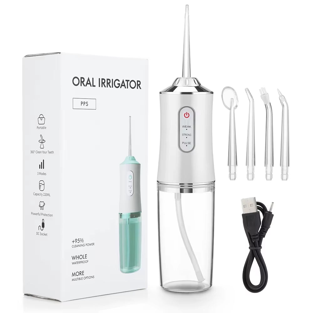 2025 Portable Water Flosser Oral Irrigator - Cordless IPX7 Waterproof Dental Jet Teeth Cleaner W/ 4 Tips, USB Rechargeable