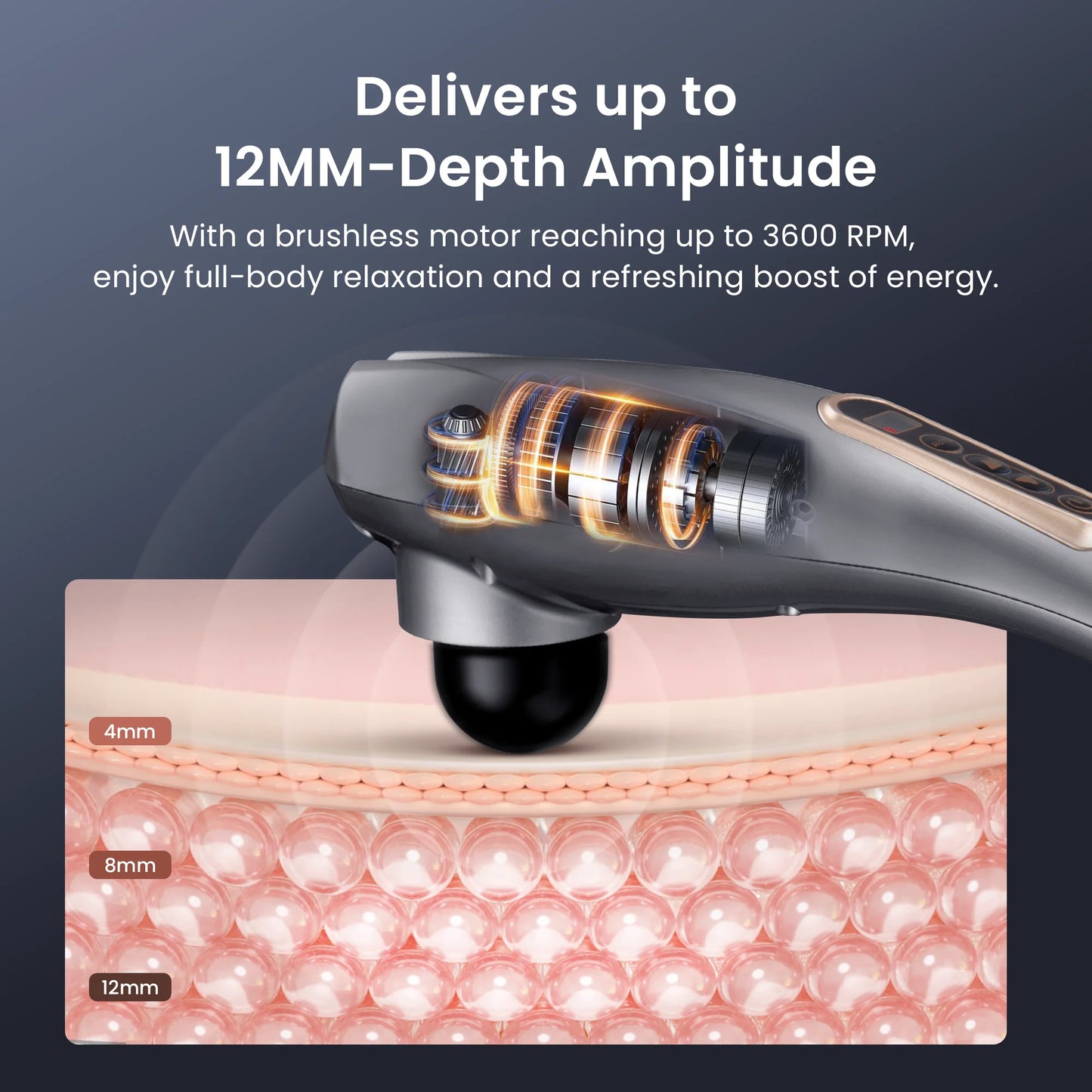 Rechargeable Handheld Neck Massager, Cordless Electric Back Massage Tool for Shoulder, Foot, Leg, Calf, Gifts for Women and Men