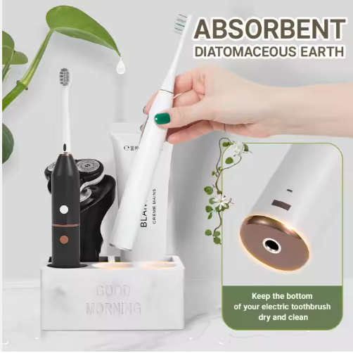 Countertop Toothbrush and Toothpaste Organizer for Electric Brushes