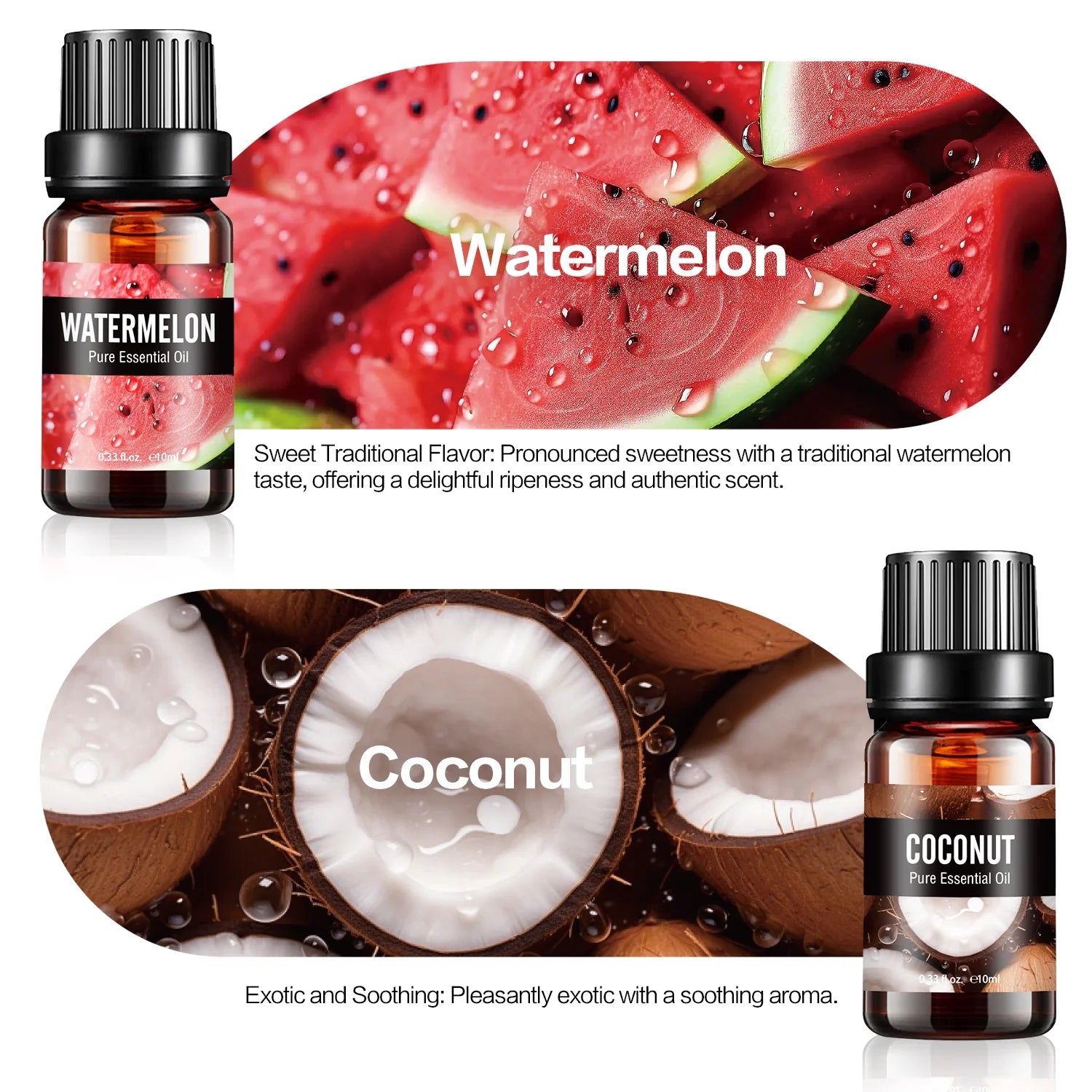 Essential Oils Set, Rosemary Oil - Coconut, Orange Variety of Scents, for Use with Diffuser Oil, Aromatherapy, Relaxation, Candle Making Kit (6 X 10ML)