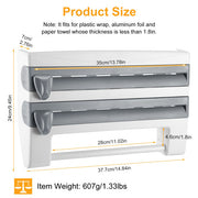 Wall-Mount Foil, Cling Wrap, and Paper Towel Dispenser