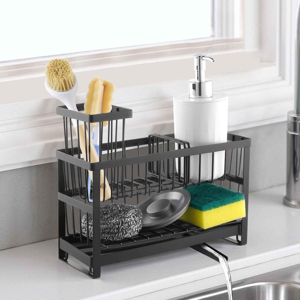 Kitchen Sink Caddy Organizer Sponge Holder For Kitchen EssentialsStorage