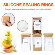 12-Piece Square Glass Spice Jars with Labels & - Close-up material and construction