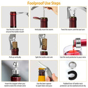 3-Piece Wine Opener Set: Corkscrew, Foil Cutter & Drip Collar Stopper