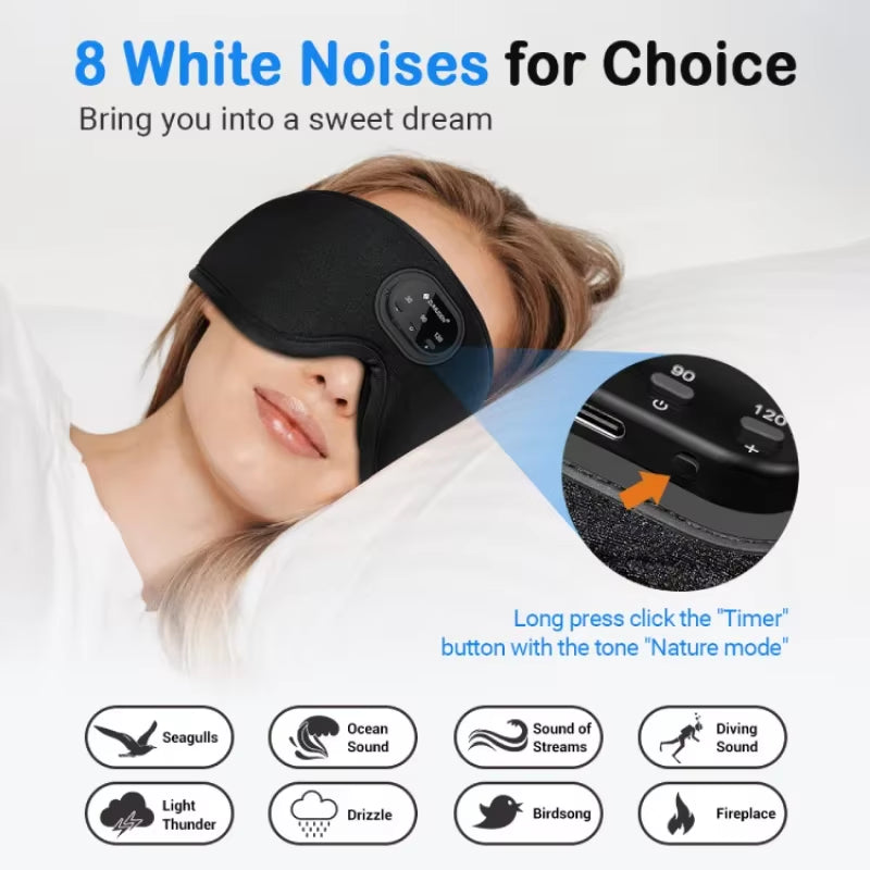 White Noise Version 3D Wireless Music Sleep Headset Bluetooth Eye Mask Microphone Call Manufacturers Dropshipping Christmas Gift