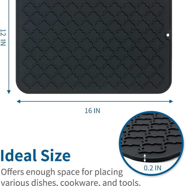Large Silicone Dish Drying Mat for Kitchen Counter - Functional features and details