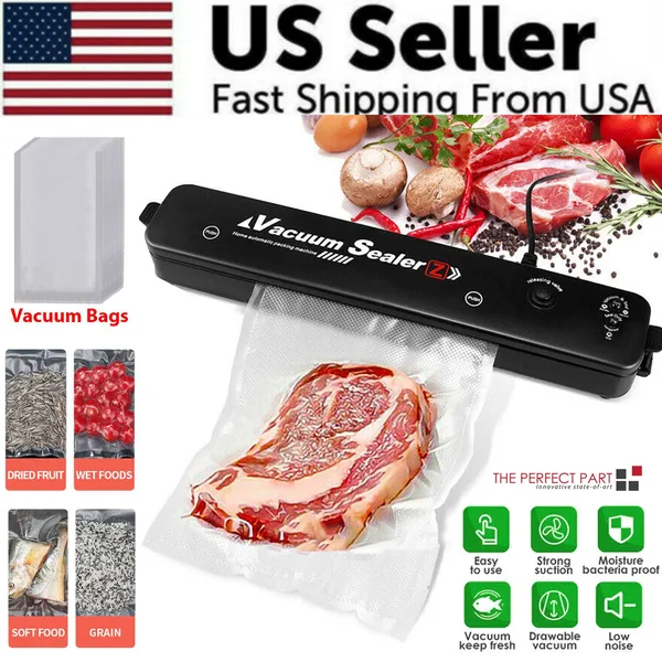 Compact Vacuum Sealer Machine with Bags for Food Storage & Meal Prep