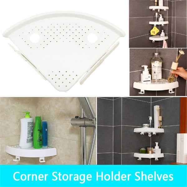 Bathroom Corner Shelf Organizer With Hooks, Easy To Install