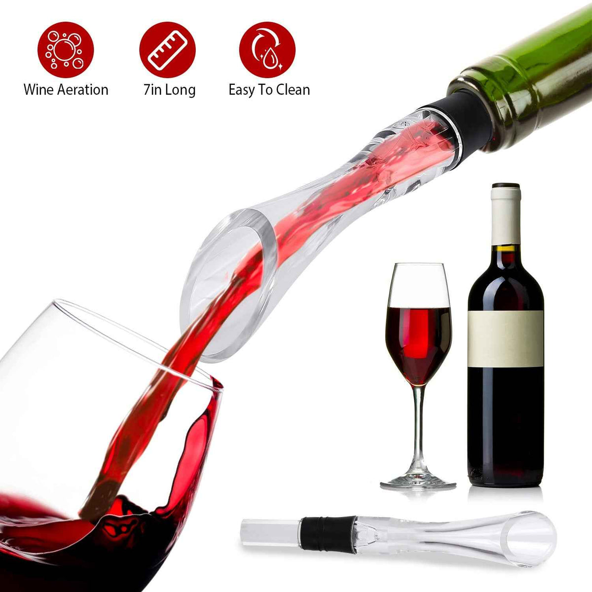 In-Bottle Wine Aerator Pourer Spout with Decanter Flow Control
