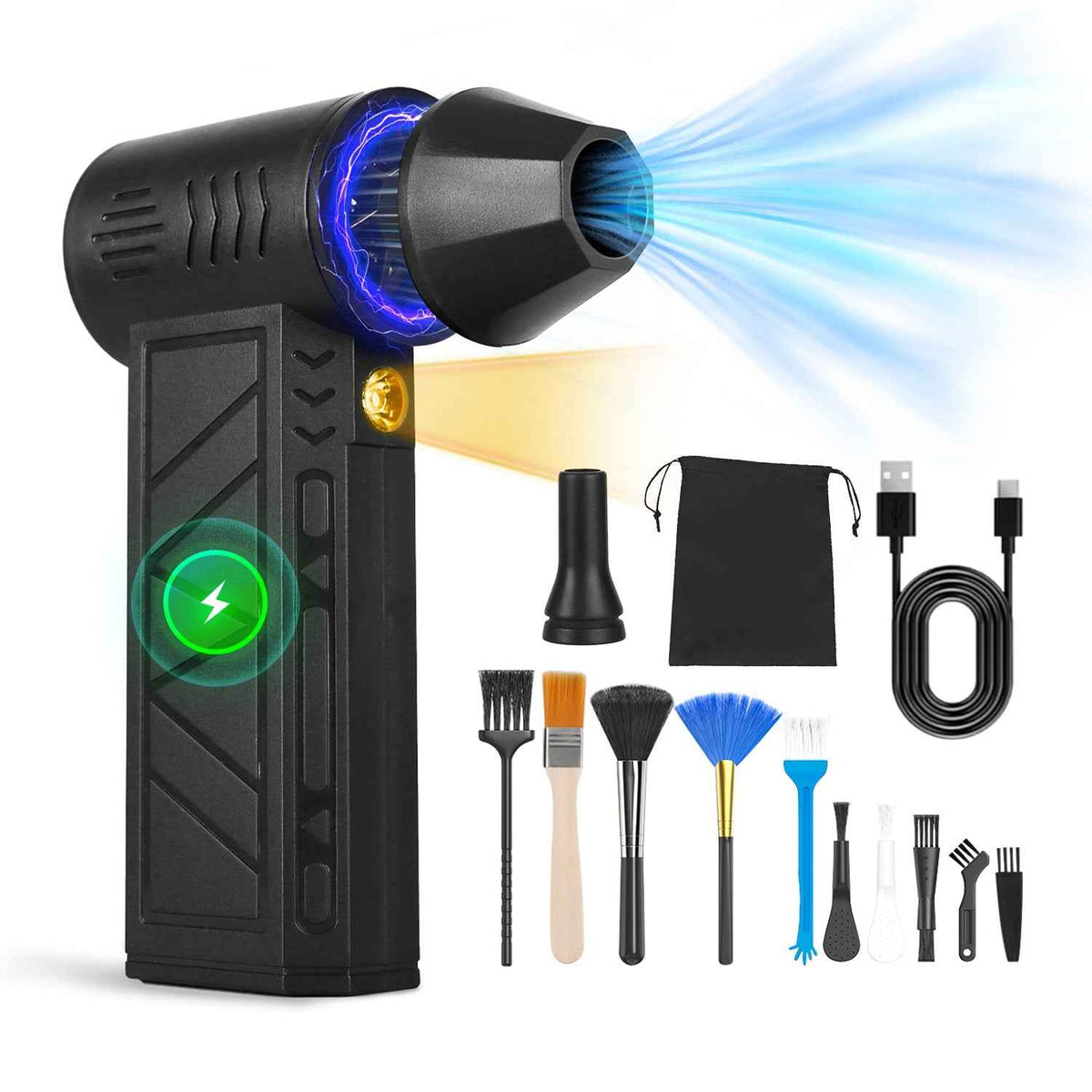Cordless High-Speed 150,000 RPM Electric Air Duster & Blower with LED