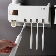UV Toothbrush Sanitizer Holder & Automatic Toothpaste Dispenser