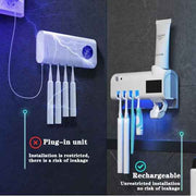 UV Toothbrush Sanitizer Holder & Automatic Toothpaste Dispenser
