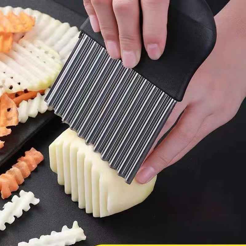 Stainless Steel Crinkle Fry Cutter & Wavy Potato Slicer Knife