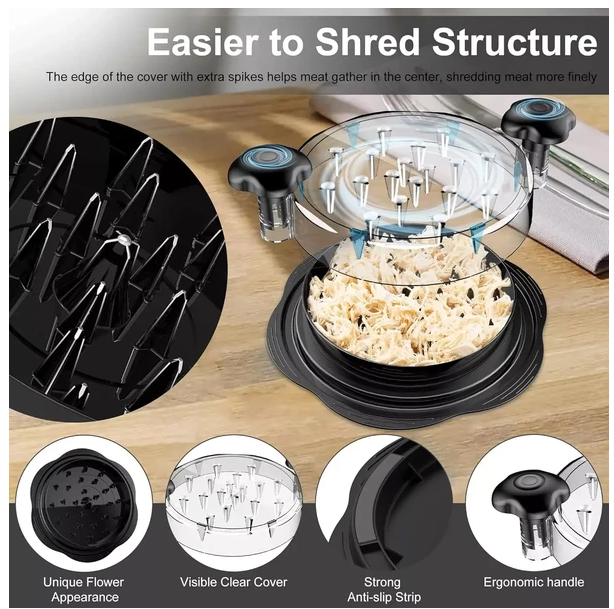 Large Twist Chicken Shredder Tool with Non-Slip Handles - Functional features and details