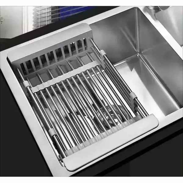 Adjustable In-Sink Dish Drying Rack with Drain Basket