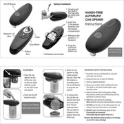 One-Touch Automatic Electric Can Opener & Smooth Edge - Included accessories and packaging