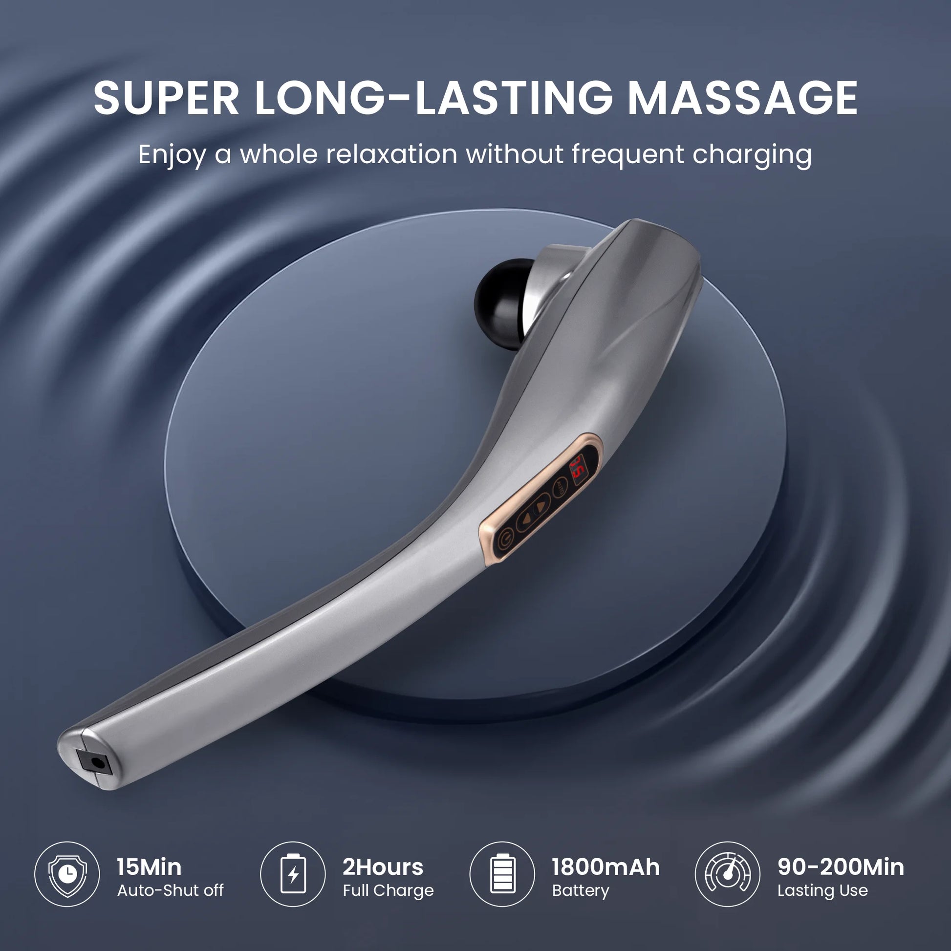 Rechargeable Handheld Neck Massager, Cordless Electric Back Massage Tool for Shoulder, Foot, Leg, Calf, Gifts for Women and Men