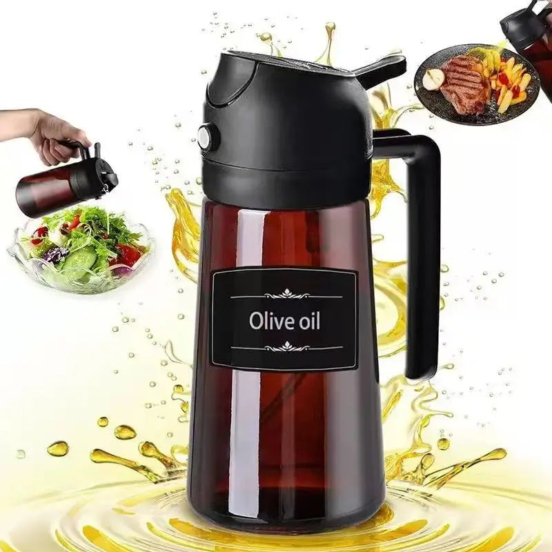 2-in-1 glass oil dispenser and sprayer
