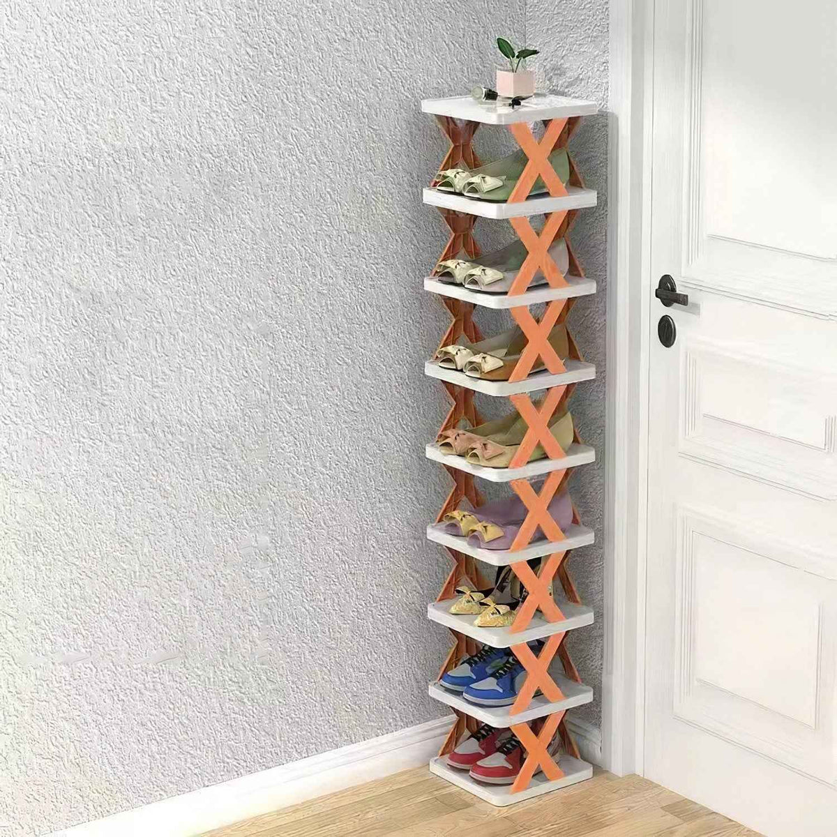 9-Tier Narrow Vertical Entryway Shoe Rack (Space-Saving Tower)