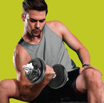 40Lb Adjustable Dumbbell Set, Chrome & Black