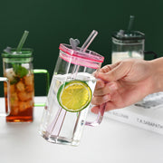 6-Pack Glass Straw Cups with Lids