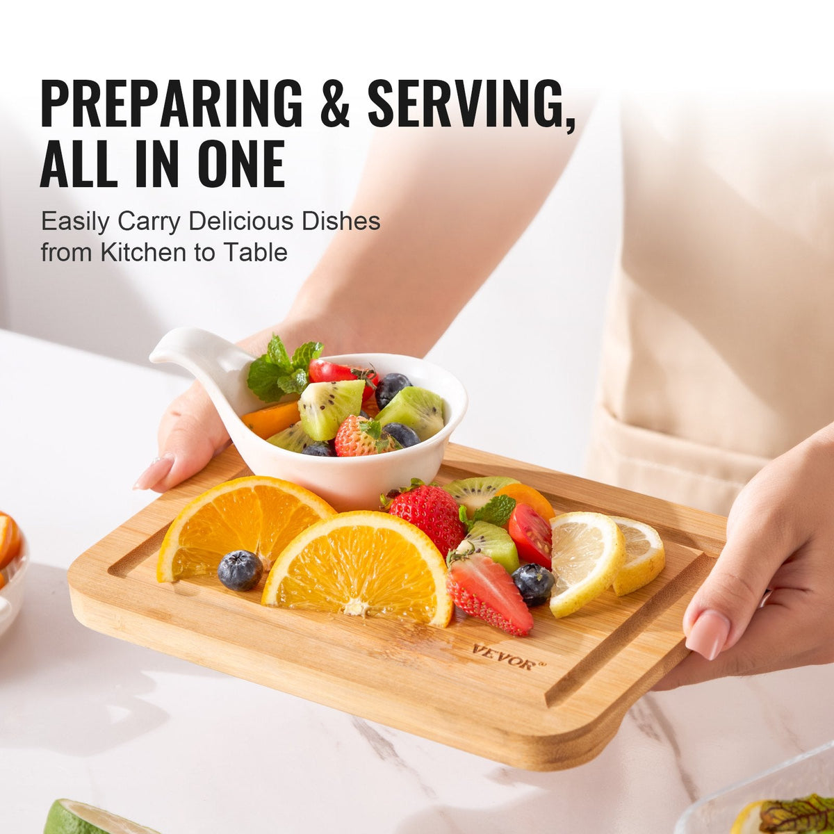 Bamboo Cutting Board Premium Versatile Cut Board With - Lifestyle in-room application
