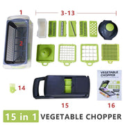 15-in-1 Multi-Blade Vegetable Chopper, Mandoline Slicer & Dicer