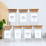 12-Piece Square Glass Spice Jars with Labels & - Multi-angle profile view