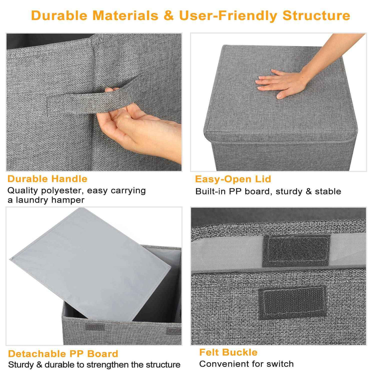 Foldable Laundry Hamper with Lid and Handles