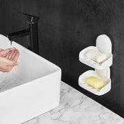 Suction Cup Soap Dish with Double-Layer Drain Tray for Shower