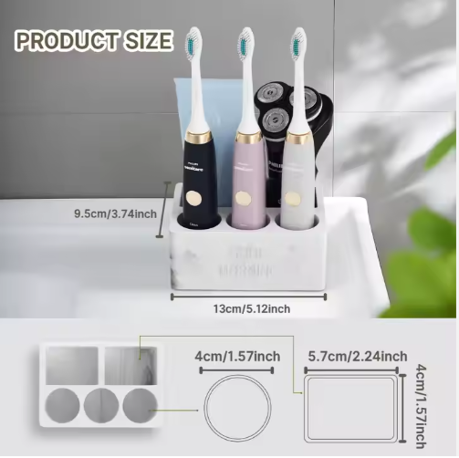 Countertop Toothbrush and Toothpaste Organizer for Electric Brushes