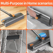 Long-Handle 3-in-1 Floor Scrub Brush with Squeegee - Dimensions and specification details
