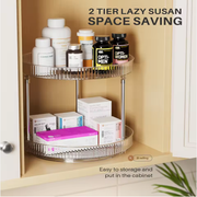 2-Tier 360-Degree Rotating Lazy Susan Turntable Spice - Dimensions and specification details