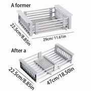 Adjustable In-Sink Dish Drying Rack with Drain Basket