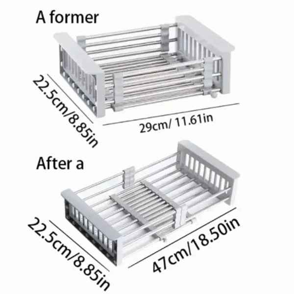 Adjustable In-Sink Dish Drying Rack with Drain Basket