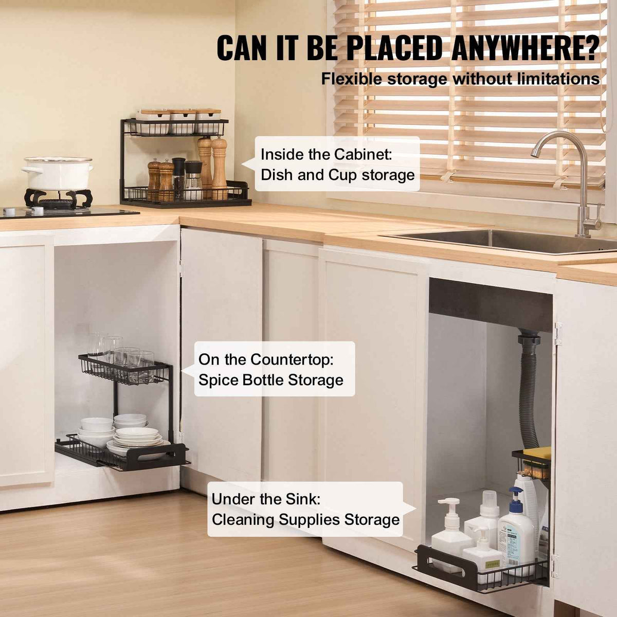 2-Tier Sliding Under-Sink Cabinet Organizer Drawer