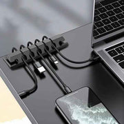 Silicone Desktop Cord Organizer & Multi-Slot Cable Clips (5-Piece Set)