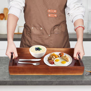 Acacia Wood Serving Tray 17" x 12" with Handles - Dimensions and specification details