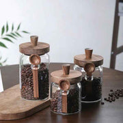 3-Piece Glass Pantry Canister Set with Spoons for Coffee, Tea & Snacks