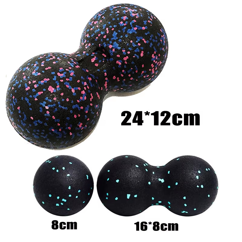Peanut Fitness Massage Ball Set Yoga Roller Double Lacrosse Mobility Ball for Myofascial Physical Therapy Deep Tissue Massage