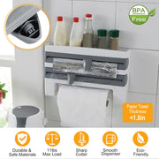 Wall-Mount Foil, Cling Wrap, and Paper Towel Dispenser