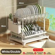 Large 2-Tier Dish Drying Rack with Drain Board - Multi-angle profile view