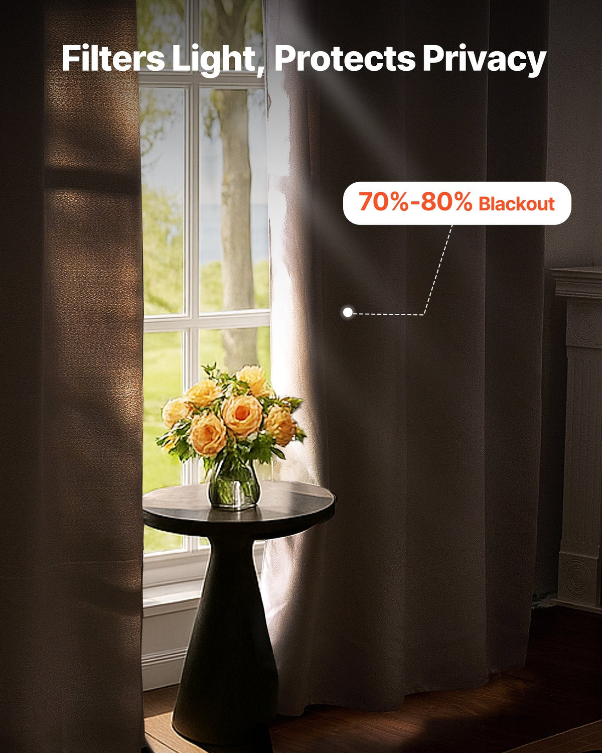 2-Panel White Blackout Curtains