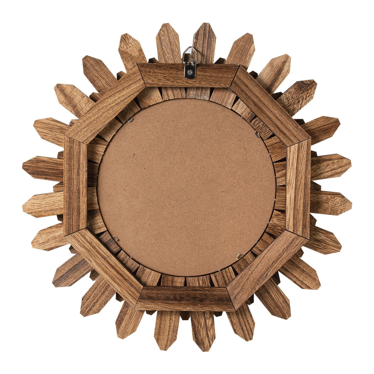 12-Inch Rustic Wood Sunburst Wall Mirror