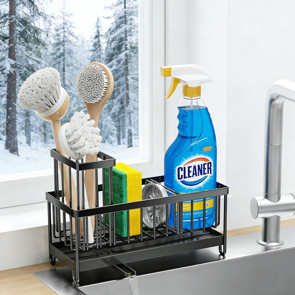 Stainless Steel Kitchen Sink Caddy Sponge Holder with - Main product view