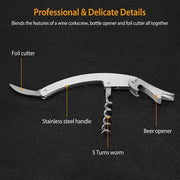 3-Piece Wine Opener Set with Corkscrew, Foil Cutter & Drip Collar