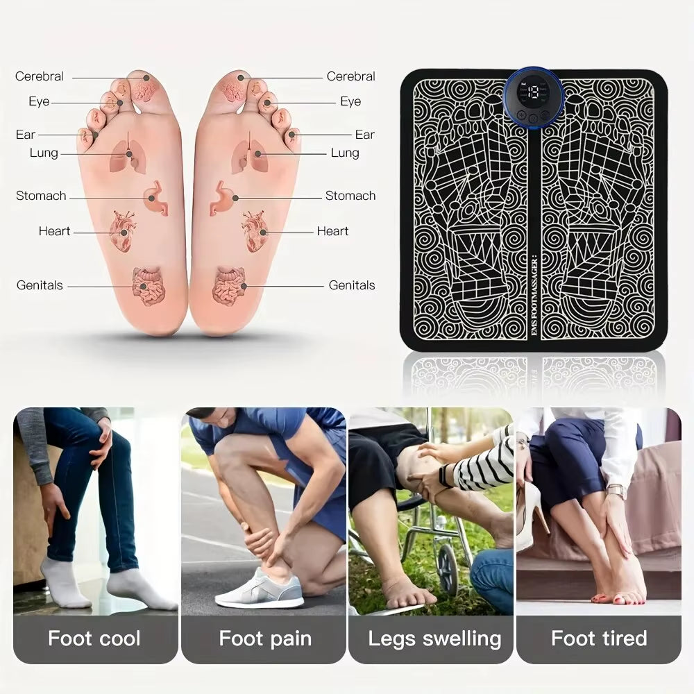 EMS Foot Massager Mat Electric Masajeador Rechargeable Shoulder Massage Pulse Muscle Stimulation Foot Relaxation Pads
