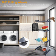 3-Tier Rolling Collapsible Clothes Drying Rack
