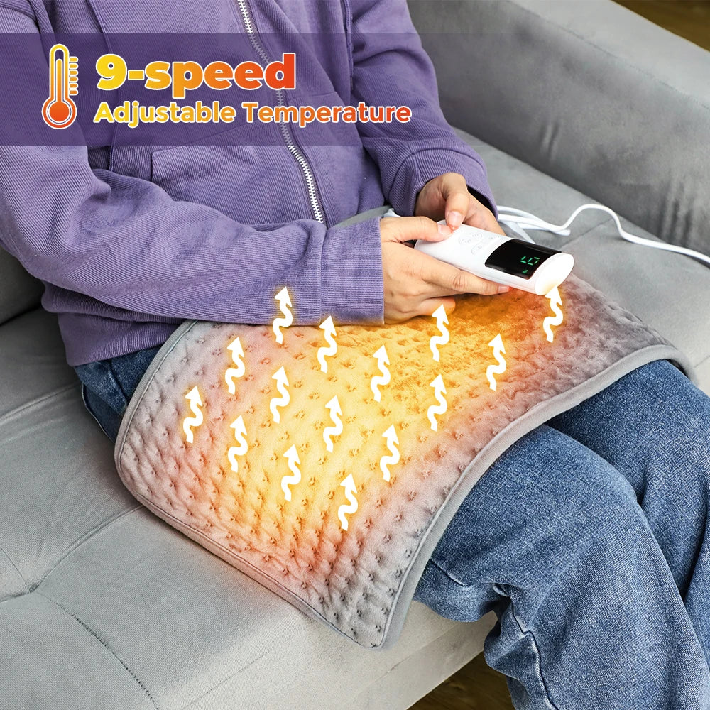 Electric Heating Pad for Cramps Relief, 9 Gear Adjustable Temperature Heated Pad Heated Blanket 23.6X11.8Inch, Winter Warmer