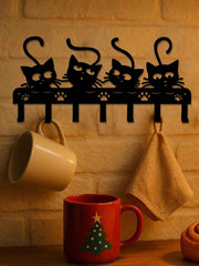 Wall-Mounted Key & Entryway Hook Rack with 7 Iron Hooks